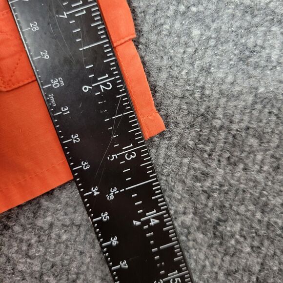 ALAIN WEIZ Orange Silk Blend Short Sleeve Epaulet Collared Button Up Top SIZE 16 - Picture 9 of 12